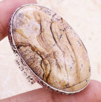 Кольцо с камнем пейзажная яшма, 19 размер SB-32586