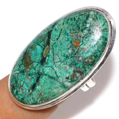 Кольцо с камнем хризоколла, 18.5 размер WOW-14266
