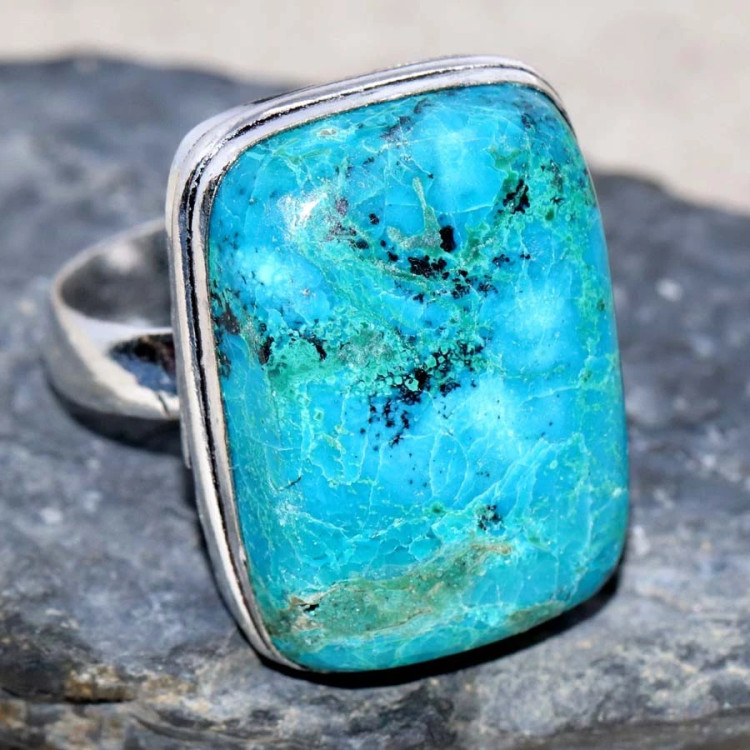 Кольцо с камнем хризоколла, 18.5 размер WOW-18808