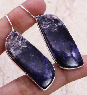 Сережки з каменем чароїт SB-05546