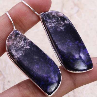 Серьги с камнем чароит SB-05546