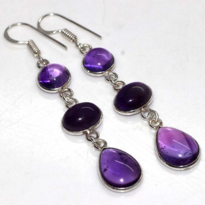 Серьги с камнем аметист YES-50877