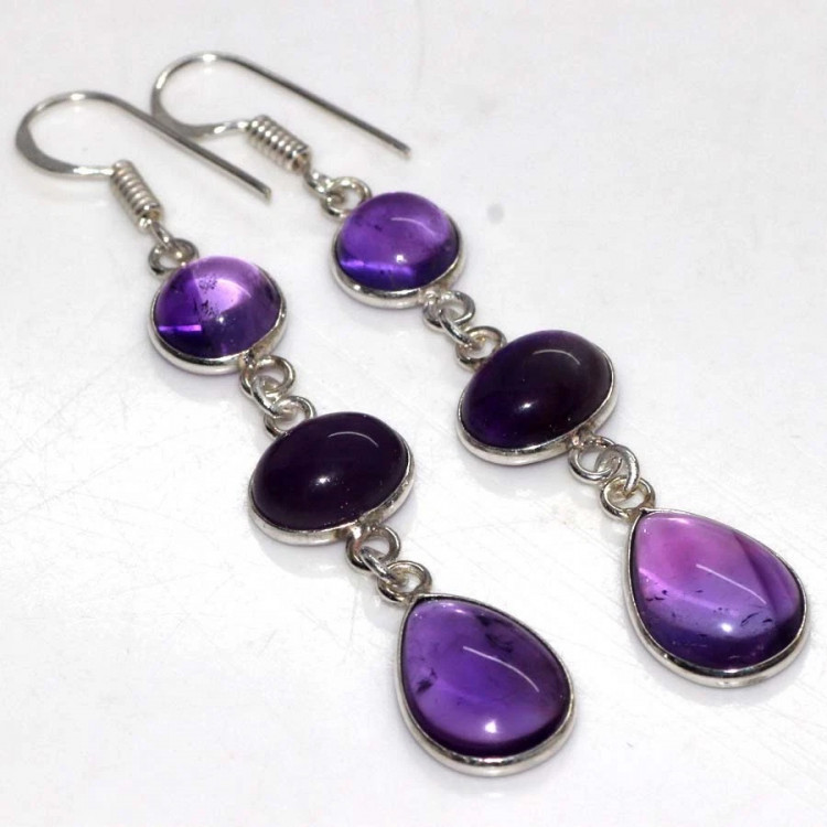 Серьги с камнем аметист YES-50877