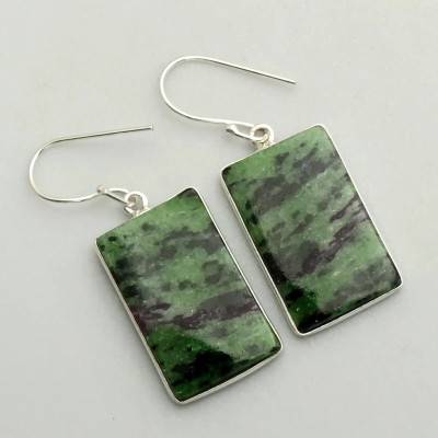 Серьги с камнем цоизит AE-24907