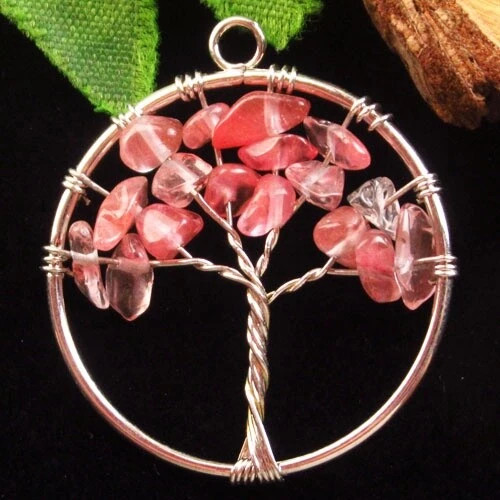 Подвеска с камнем вишневый кварц H51383