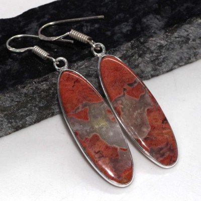 Серьги с камнем красная яшма YES-50362