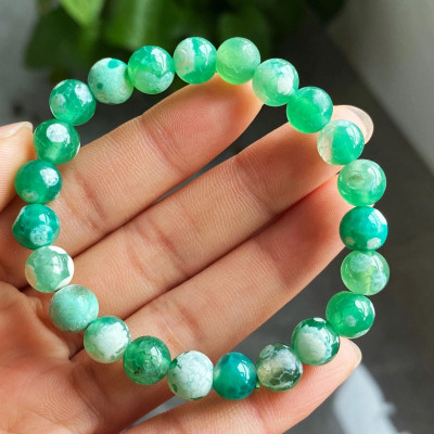 Браслет с камнем зеленый агат ZA-0106