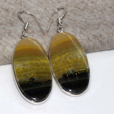 Серьги с камнем шмелиная яшма YES-49289