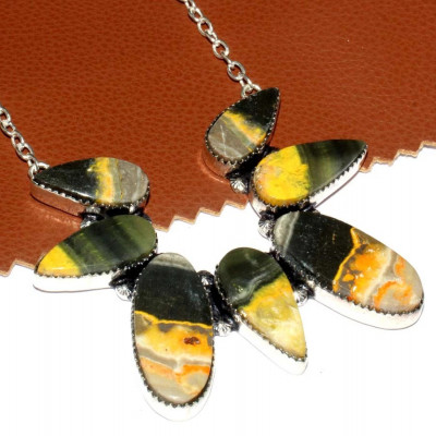 Ожерелье с камнем шмелиная яшма CNG-25142