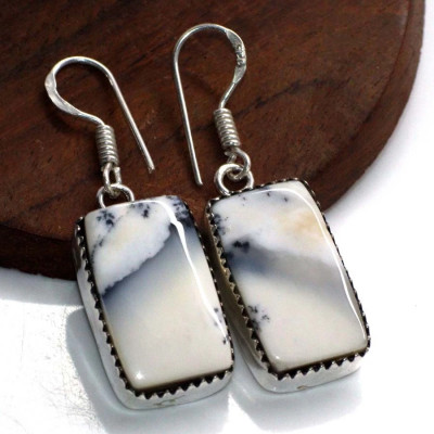 Серьги с камнем дендрический опал YES-71891