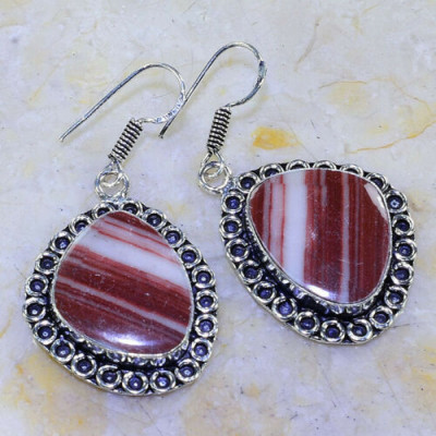 Серьги с камнем агат W45532