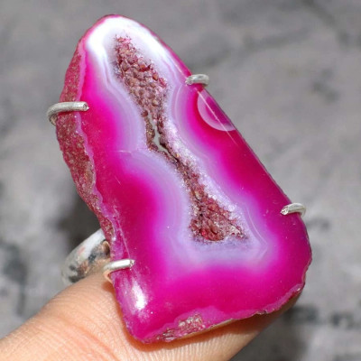 Кольцо с камнем друзовый агат, 19 размер YES-87297