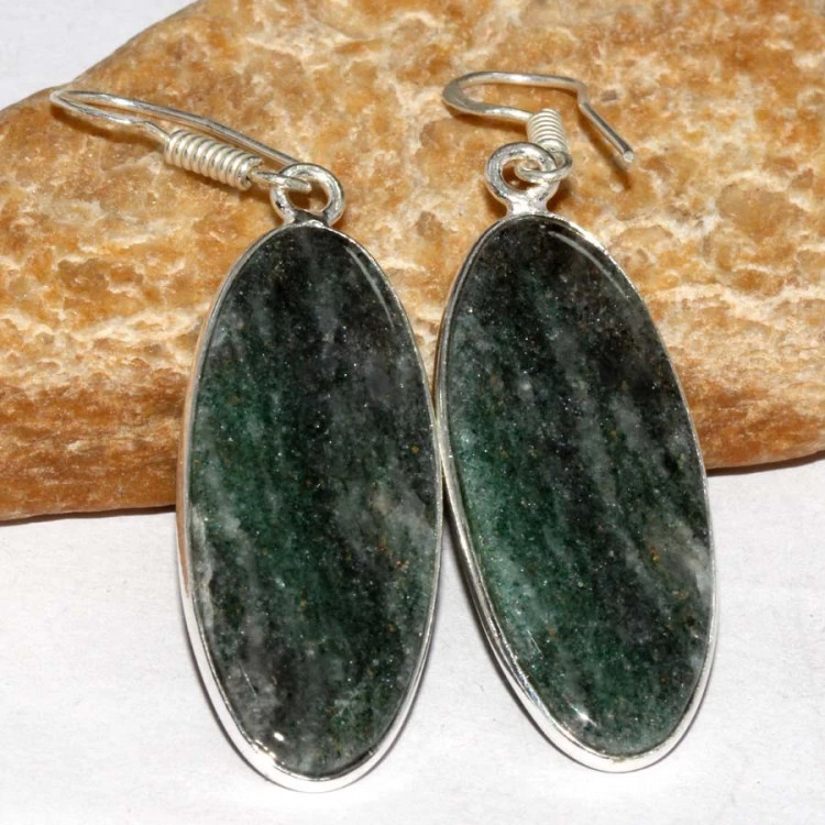 Серьги с камнем зеленый авантюрин CNG-31279