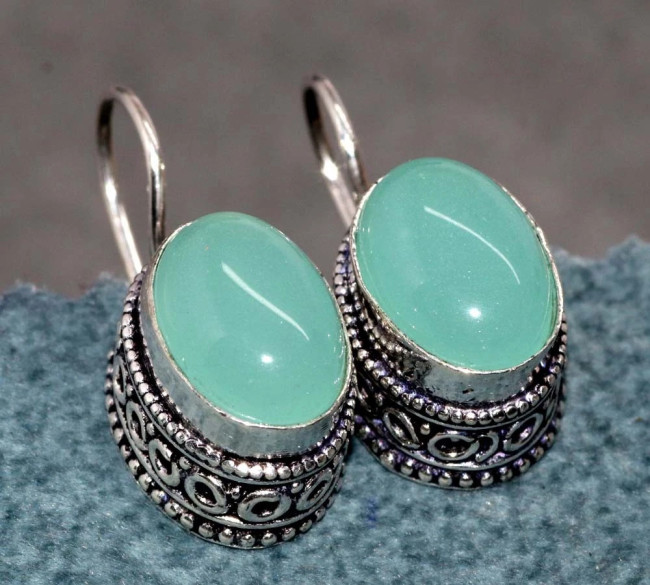 Серьги с камнем халцедон RUT-78343