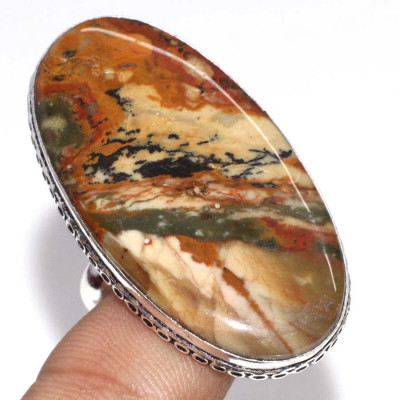 Кольцо с камнем пейзажная яшма, 18 размер YES-73215