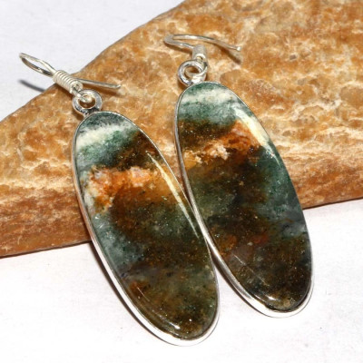 Серьги с камнем зеленый авантюрин CNG-31295