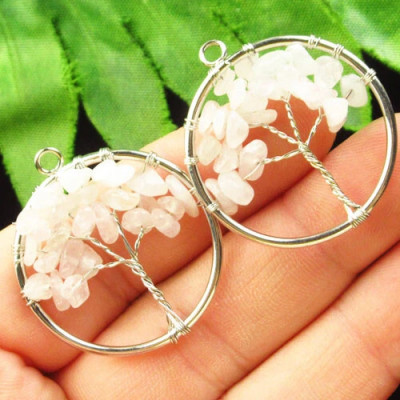 Подвески с камнем розовый кварц H52646