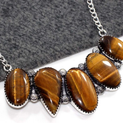 Ожерелье с камнем тигровый глаз CNG-20142