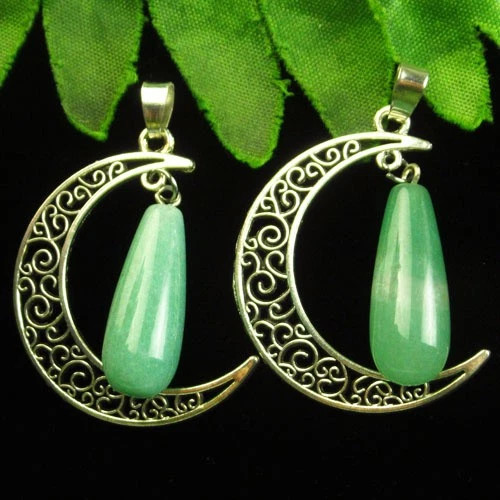 Подвески с камнем зеленый авантюрин H91805