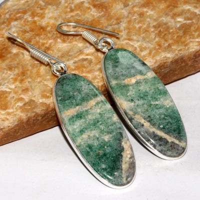 Серьги с камнем зеленый авантюрин CNG-31301