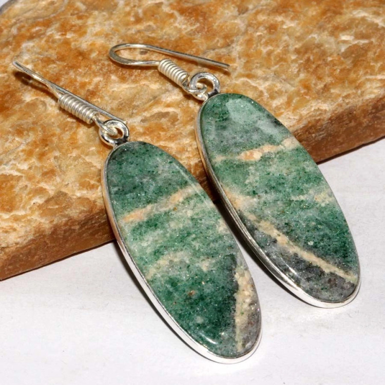 Серьги с камнем зеленый авантюрин CNG-31301