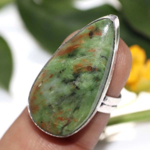 Кольцо с камнем зеленый опал RUT-61002