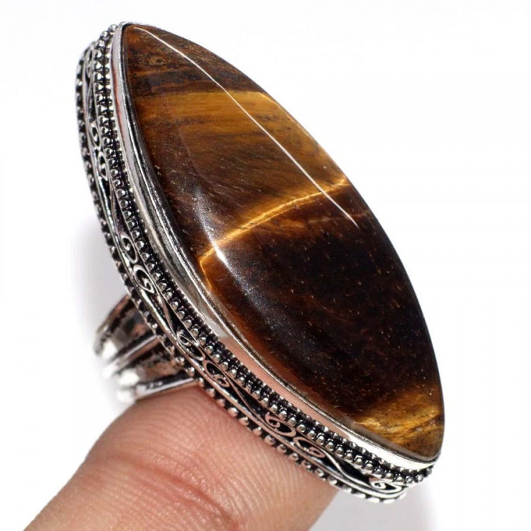 Кольцо с камнем тигровый глаз, 19.5 размер YES-72005