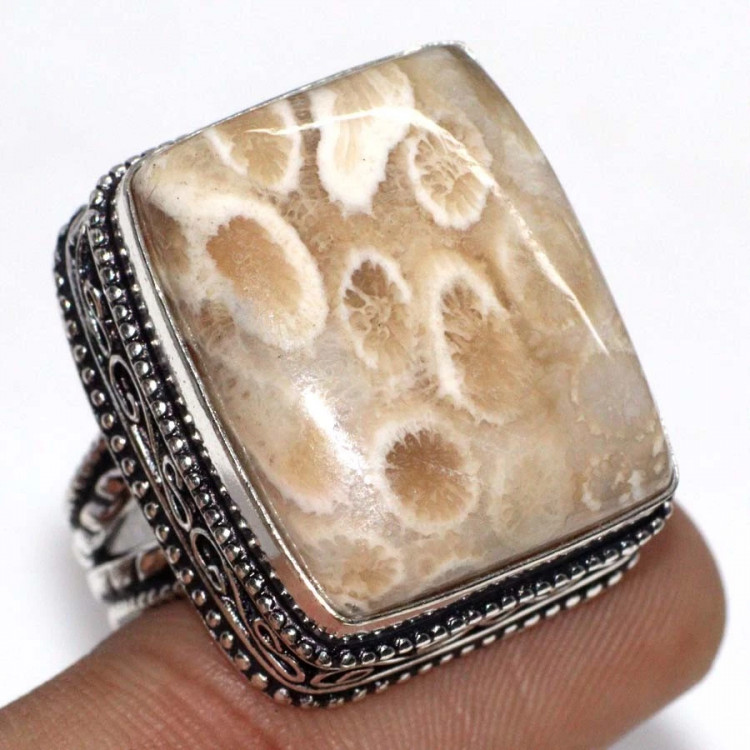 Кольцо с камнем коралл, 19 размер YES-72029