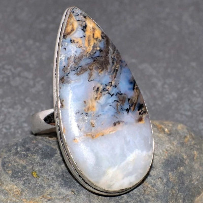 Кольцо с камнем дендрический опал, 19 размер WOW-235