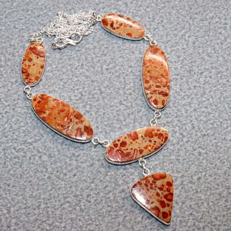 Ожерелье с камнем леопардовая яшма WOW-26787