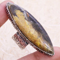 Кольцо с камнем шмелиная яшма, 16.5 размер SB-52616