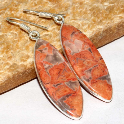 Серьги с камнем красная яшма CNG-31329