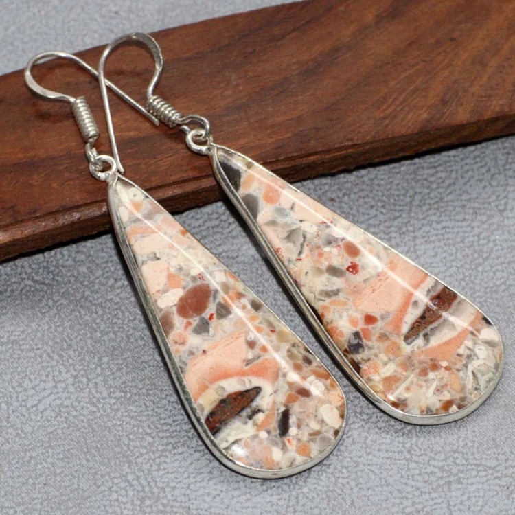 Серьги с камнем яшма YES-48668