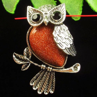 Подвеска Сова с камнем авантюрин H78342