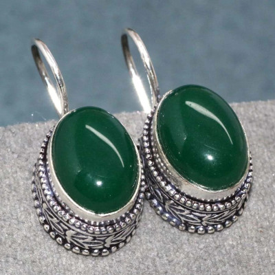 Серьги с камнем зеленый оникс WOW-93805