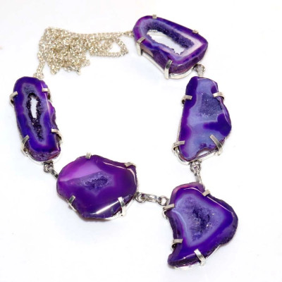 Ожерелье с камнем друзовый агат WOW-6627