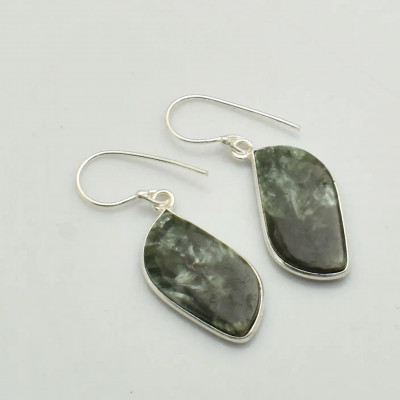 Серьги с камнем серафинит AE-70676