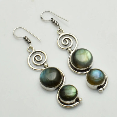 Серьги с камнем лабрадорит AE-69571