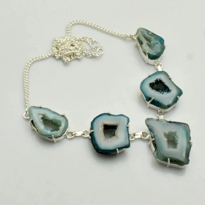 Ожерелье с камнем друзовый агат AN-6055