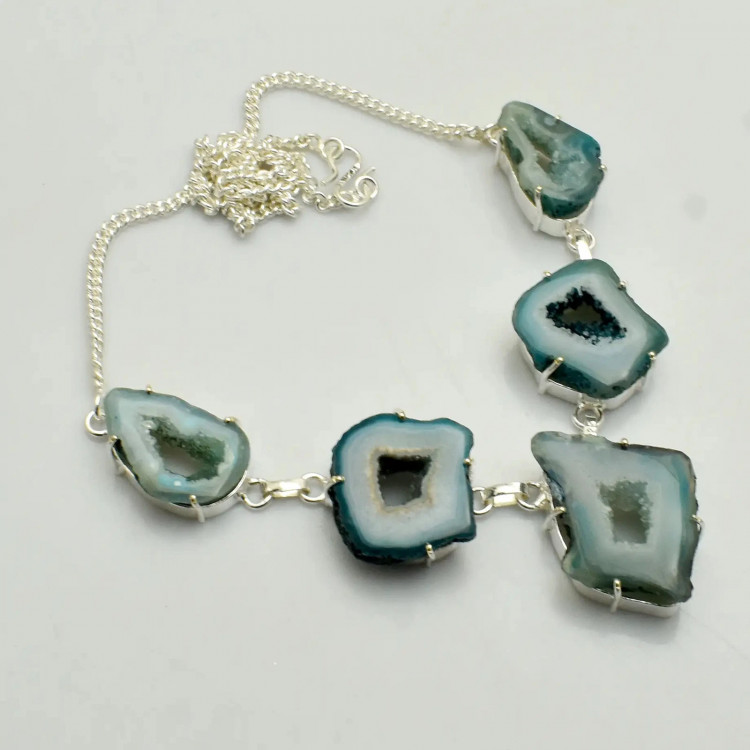 Ожерелье с камнем друзовый агат AN-6055