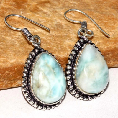 Серьги с камнем ларимар CNG-30336