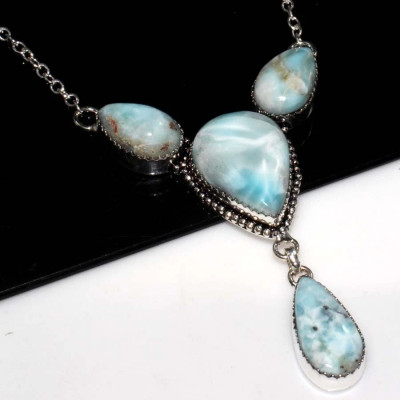 Ожерелье с камнем ларимар CNG-35625