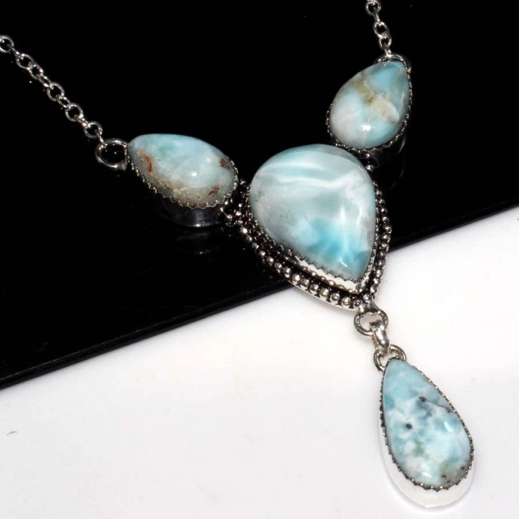 Ожерелье с камнем ларимар CNG-35625