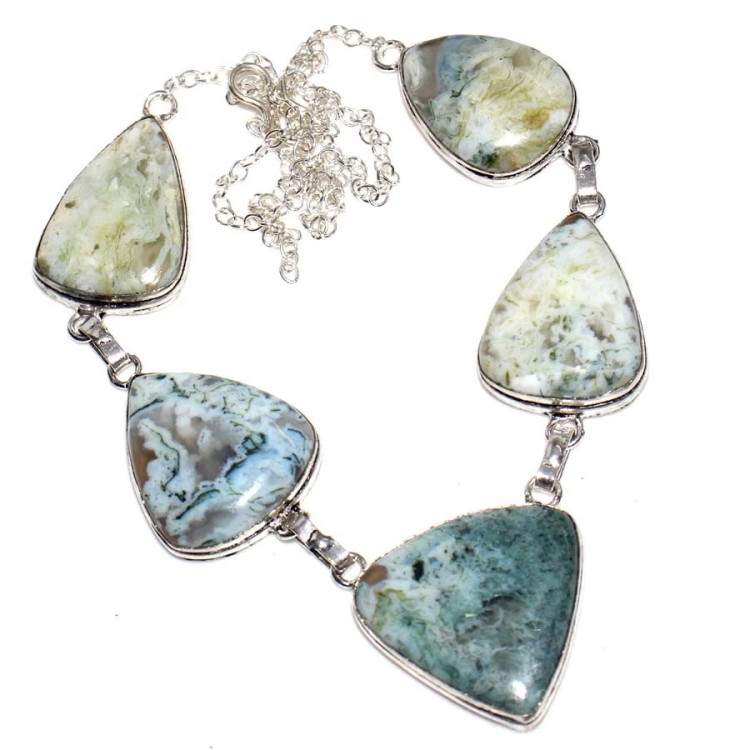 Ожерелье с камнем моховой опал YES-80487