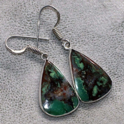 Серьги с камнем хризопраз YES-48545