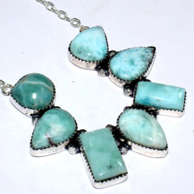 Ожерелье с камнем ларимар CNG-25170