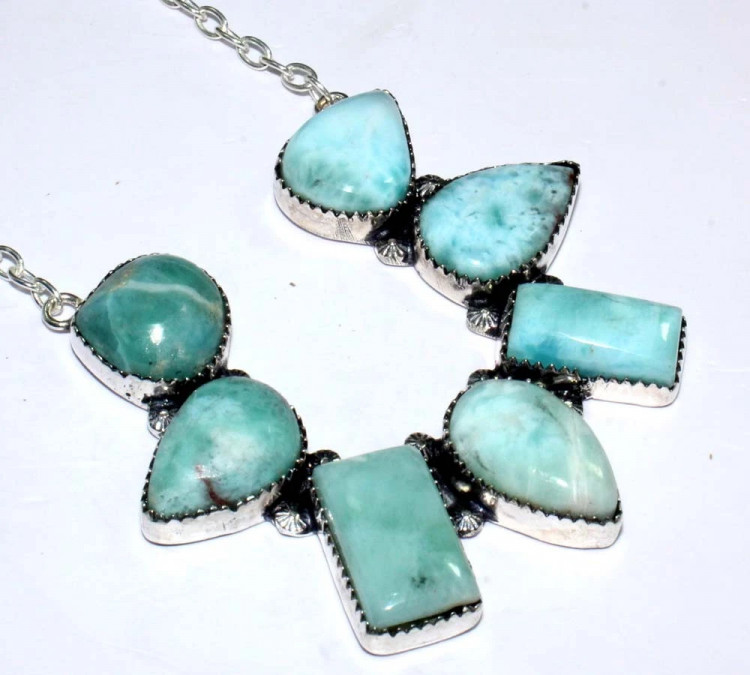 Ожерелье с камнем ларимар CNG-25170