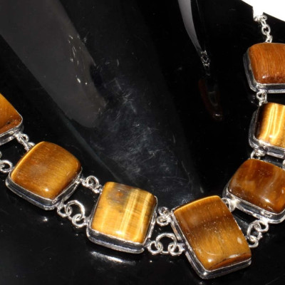 Ожерелье с камнем тигровый глаз CNG-34893