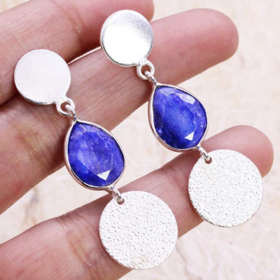 Серьги с камнем сапфир SB-55056