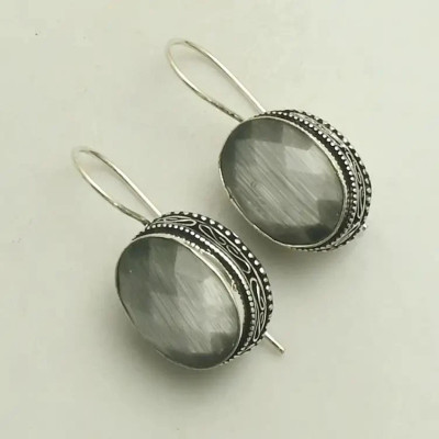 Серьги с камнем кошачий глаз AE-50149 